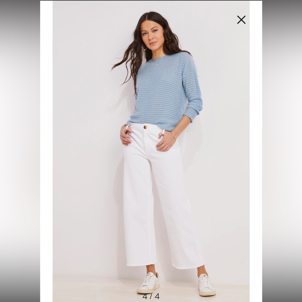 Vineyard Vines Mariner High Waist Wide Leg Jeans in White Cap